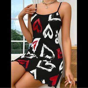 Black, Red & White, Heart, Night Gown